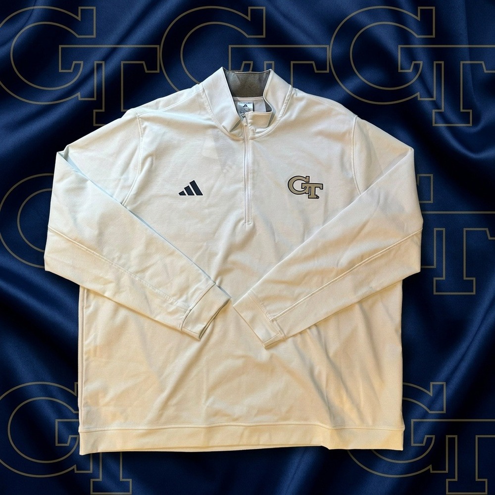Adidas Georgia Tech Yellow Jackets 1/4 Zip Pullover White JZ8560 Mens 3XL NEW
